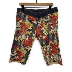 Lucky Brand Women’s M Y2K Vintage Floral Raw Hem Adjustable Sweatpants Capri